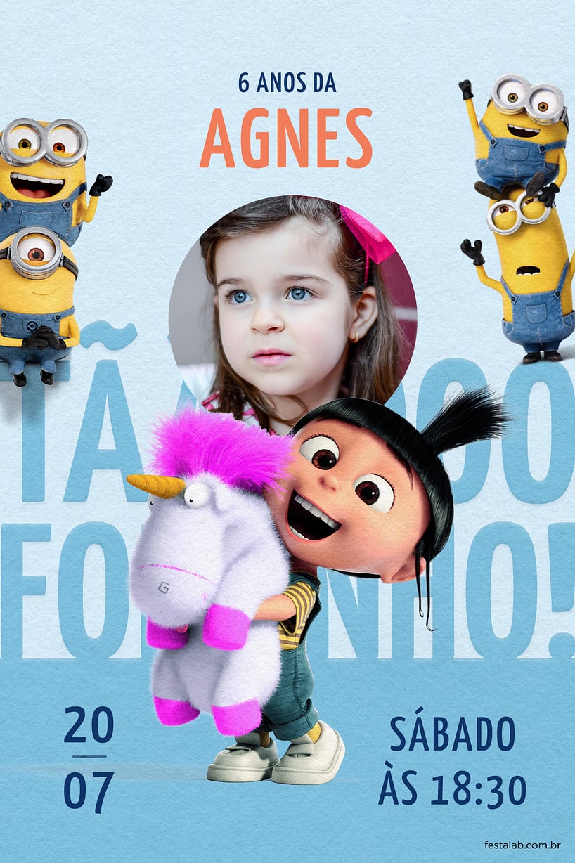 Modelo de Convite de Aniversario - Agnes Azul Criar convite de aniversário - Agnes Azul| FestaLab