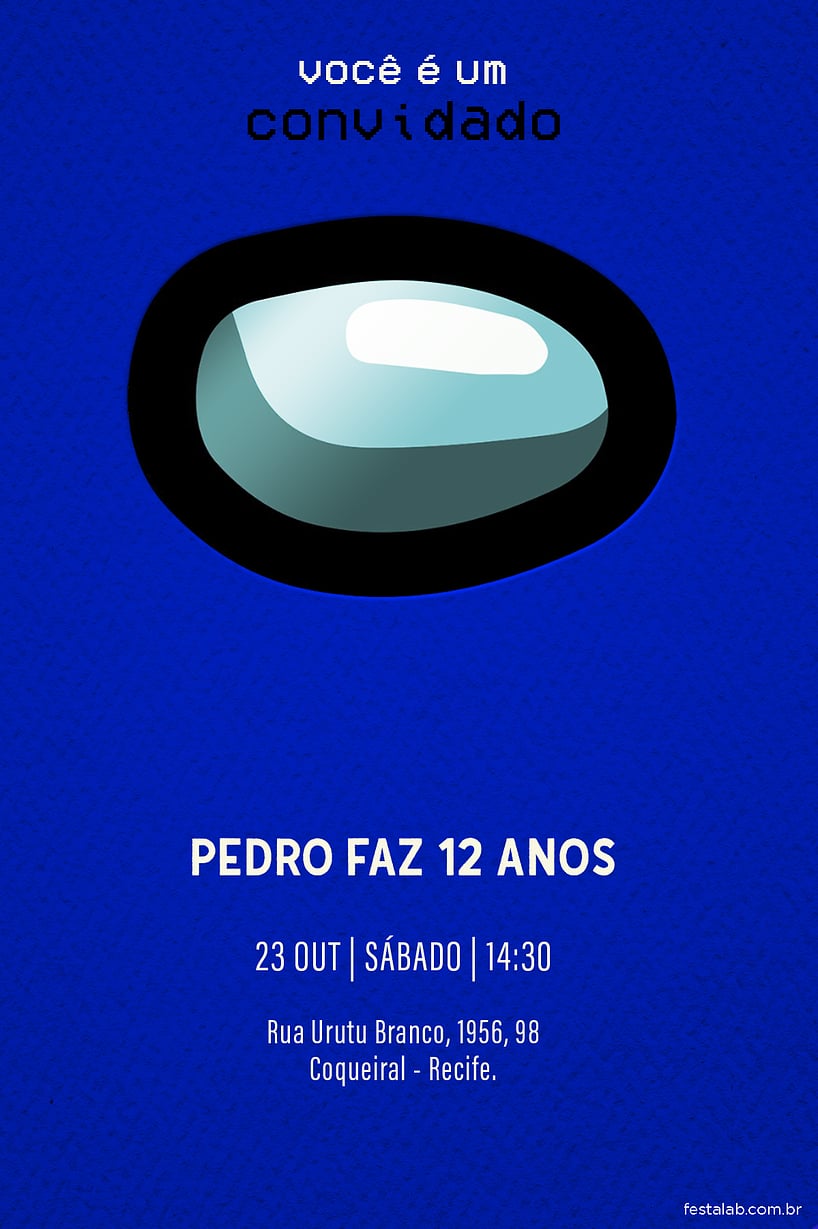 Modelo de Convite de Aniversario - Among Us: Azul Criar convite de aniversário - Among Us: Azul| FestaLab