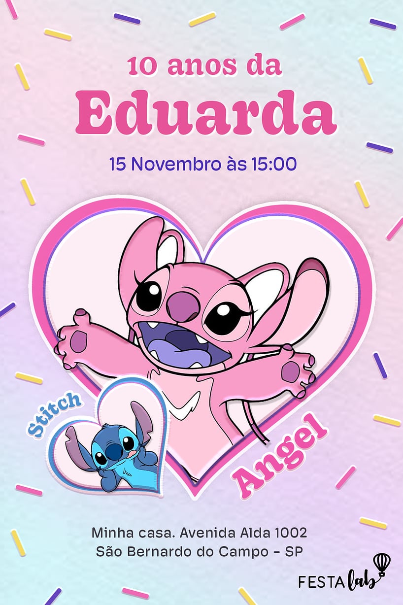 Modelo de Convite de Aniversario - Angel Criar convite de aniversário - Angel| FestaLab