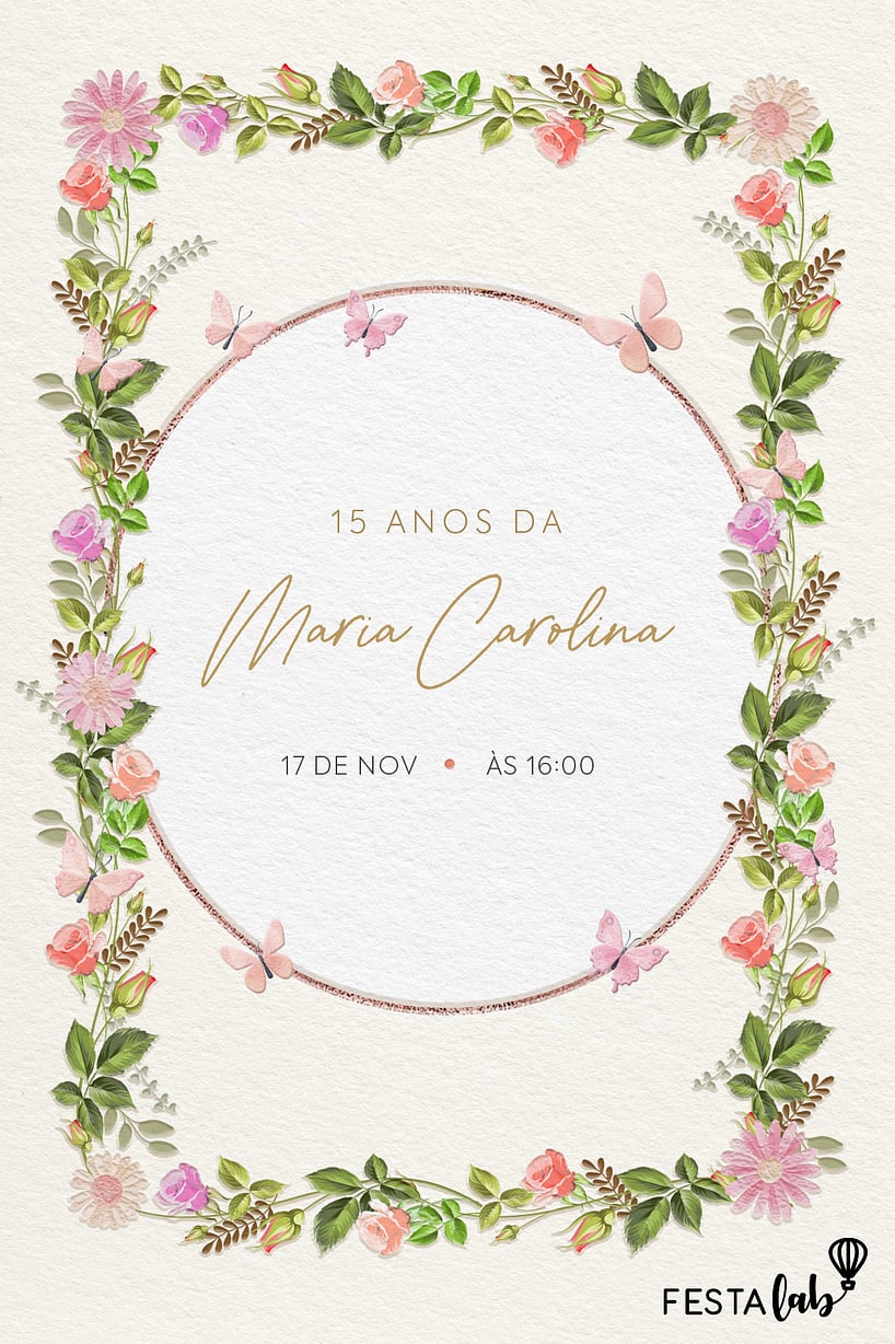 Modelo de Convite de Aniversario - Arco das borboletas Criar convite de aniversário - Arco das borboletas| FestaLab