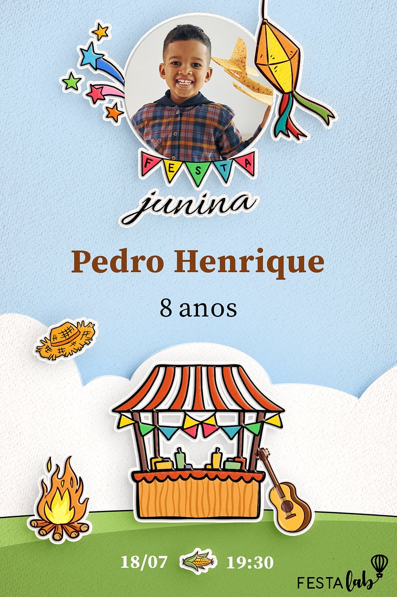 Modelo de Convite de Aniversario - Arraia fofo Criar convite de aniversário - Arraiá fofo| FestaLab