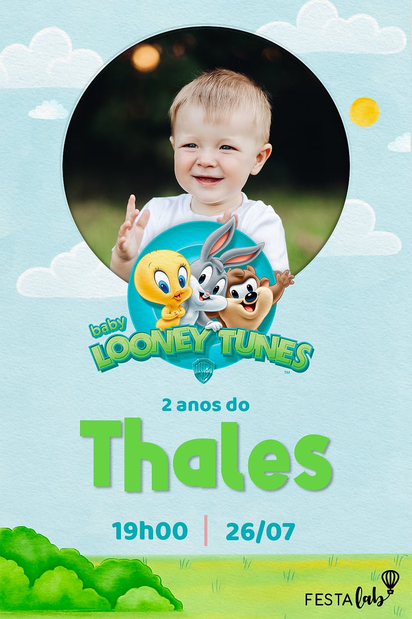 Modelo de Convite de Aniversario - Baby Looney Tunes Criar convite de aniversário - Baby Looney Tunes| FestaLab