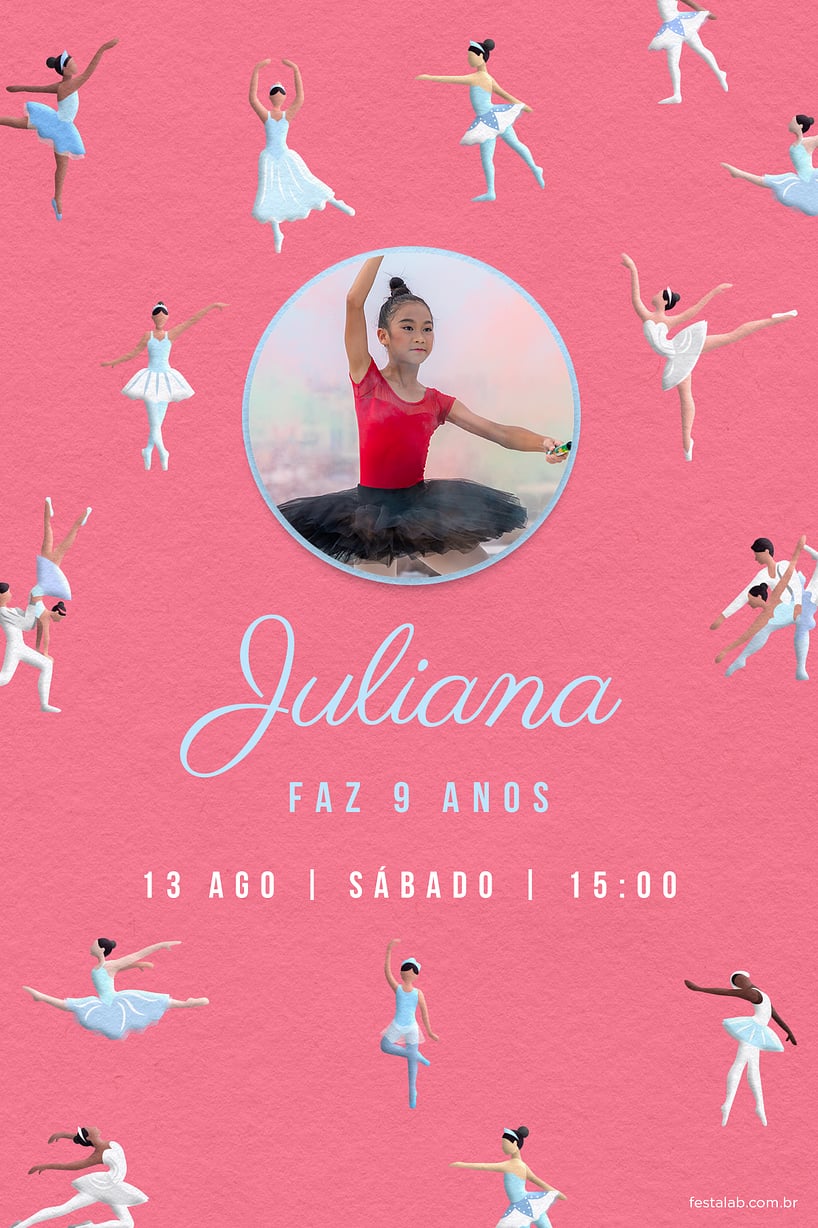 Modelo de Convite de Aniversario - Noite de Tutus e Sapatilhas: Rosa Criar convite de aniversário - Noite de Tutus e Sapatilhas: Rosa| FestaLab