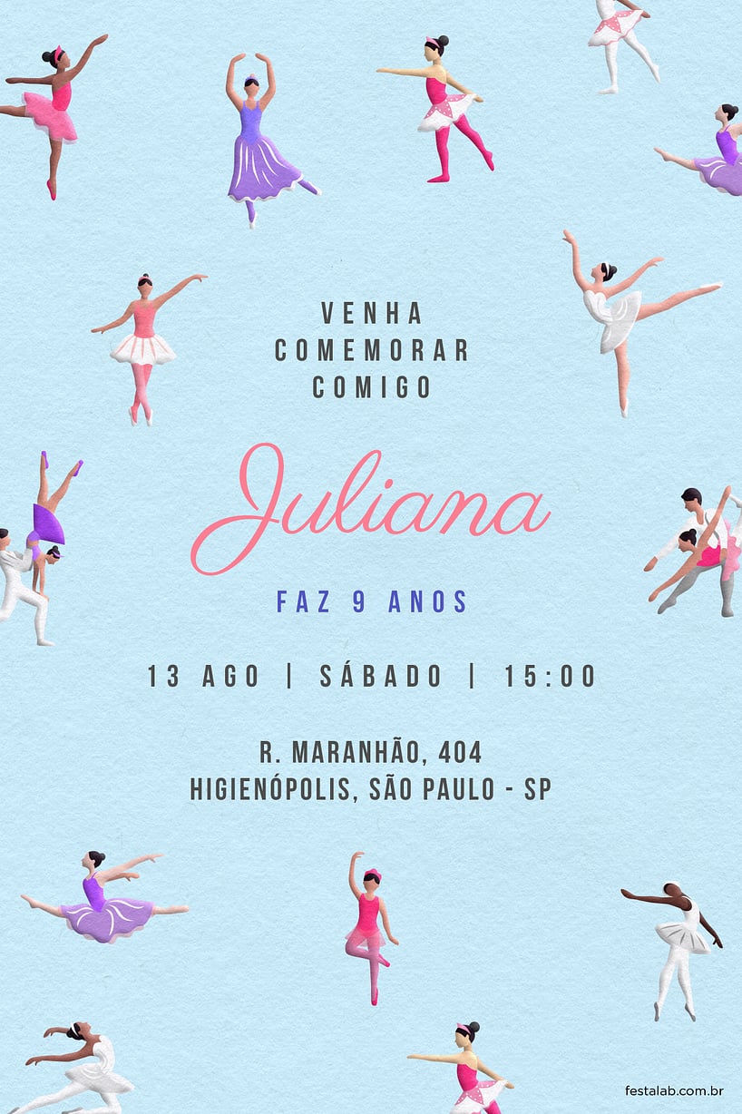 Modelo de Convite de Aniversario - Noite de Tutus e Sapatilhas Criar convite de aniversário - Noite de Tutus e Sapatilhas| FestaLab