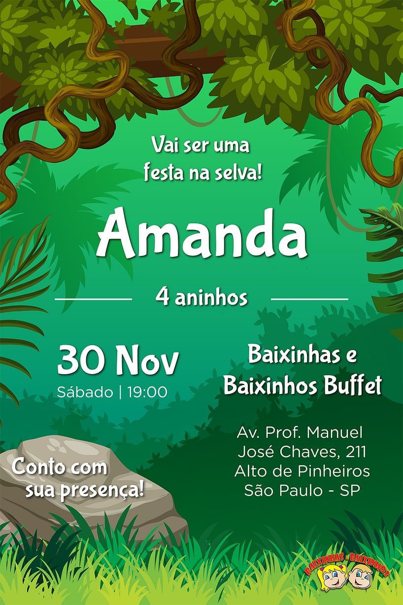 Modelo de Convite de Aniversario - Baixinhos e Baixinhas Criar convite de aniversário - Baixinhos e Baixinhas| FestaLab