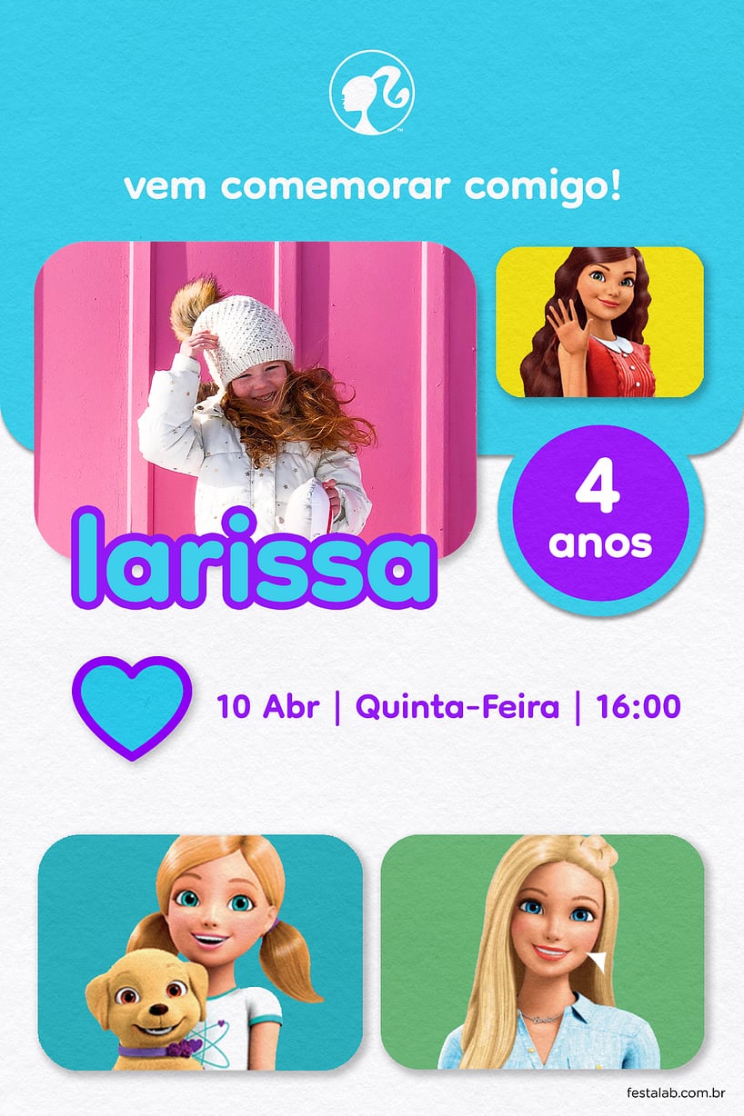 Modelo de Convite de Aniversario - Barbie Azul Criar convite de aniversário - Barbie Azul| FestaLab