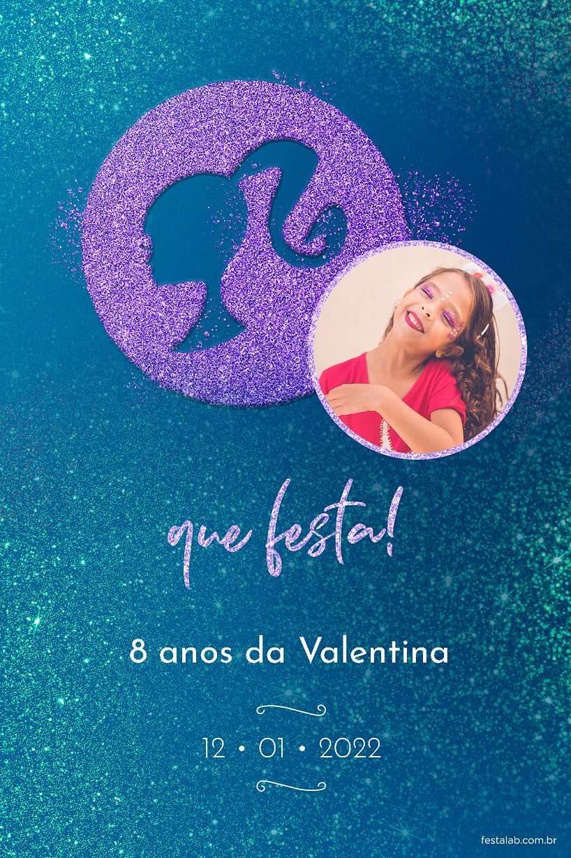 Modelo de Convite de Aniversario - Barbie fundo verde Criar convite de aniversário - Barbie fundo verde| FestaLab