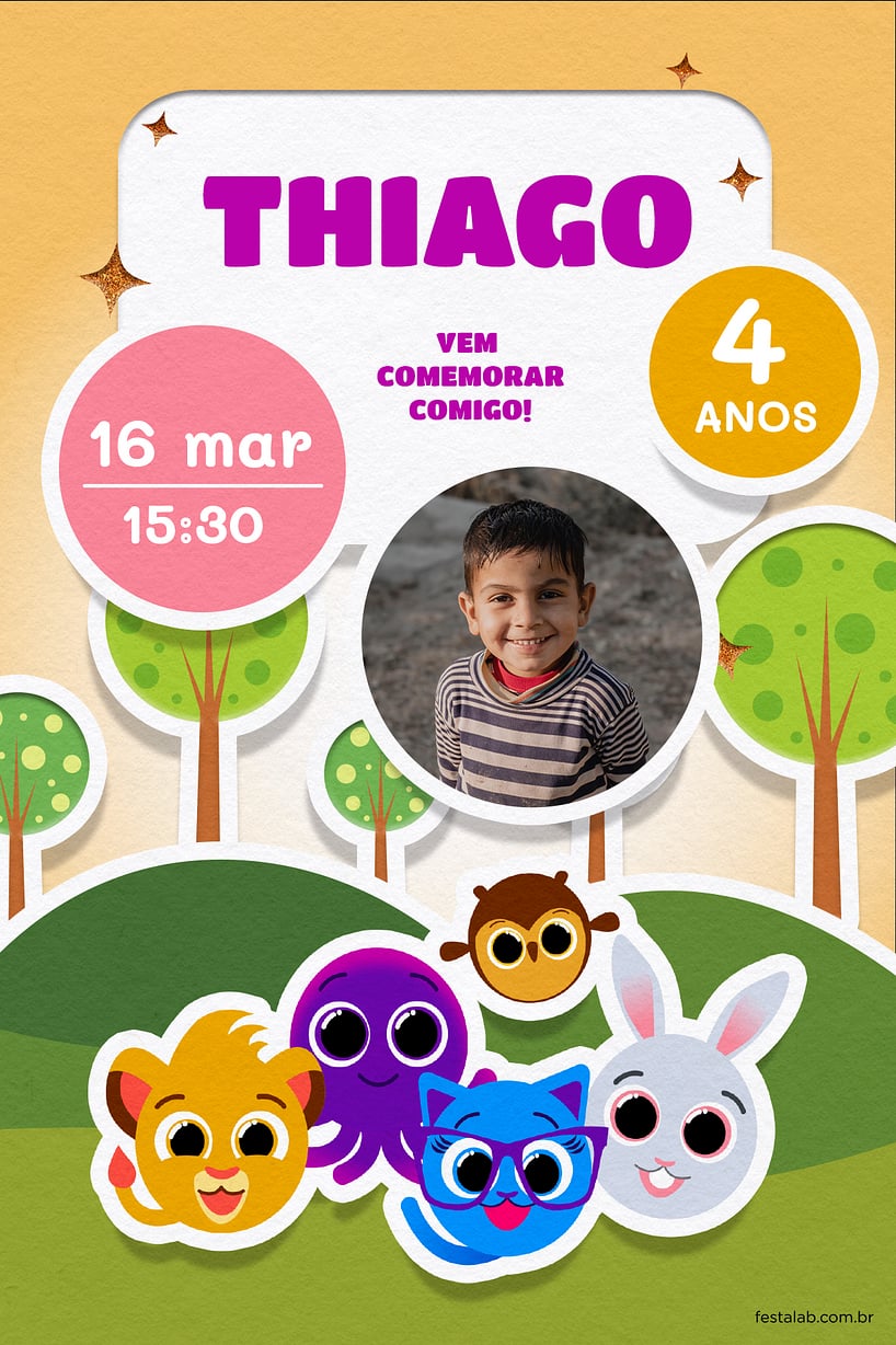 Modelo de Convite de Aniversario - Bolofofos Laranja Criar convite de aniversário - Bolofofos Laranja| FestaLab