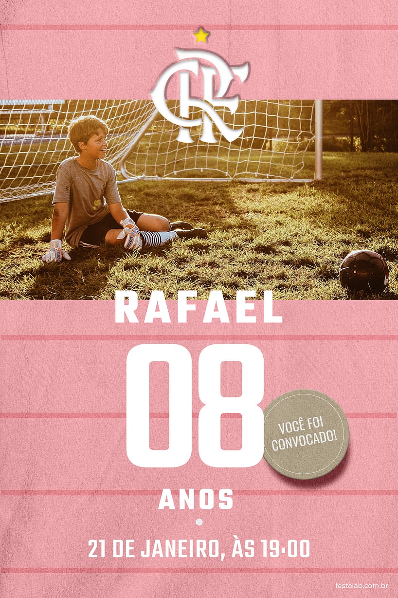 Modelo de Convite de Aniversario - Camisa CRF Rosa Criar convite de aniversário - Camisa CRF Rosa| FestaLab