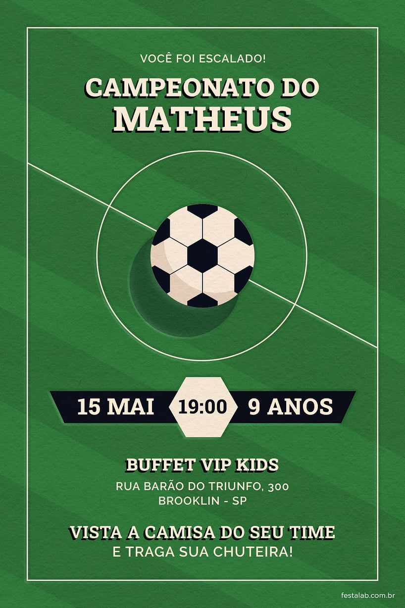 Modelo de Convite de Aniversario - Campeonato Criar convite de aniversário - Campeonato| FestaLab