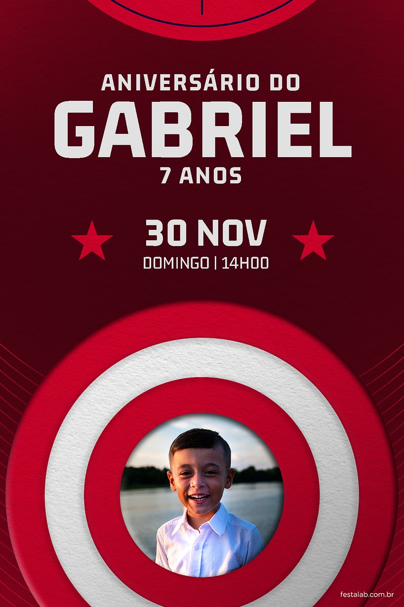 Modelo de Convite de Aniversario - Capitao America vermelho Criar convite de aniversário - Capitão America vermelho| FestaLab