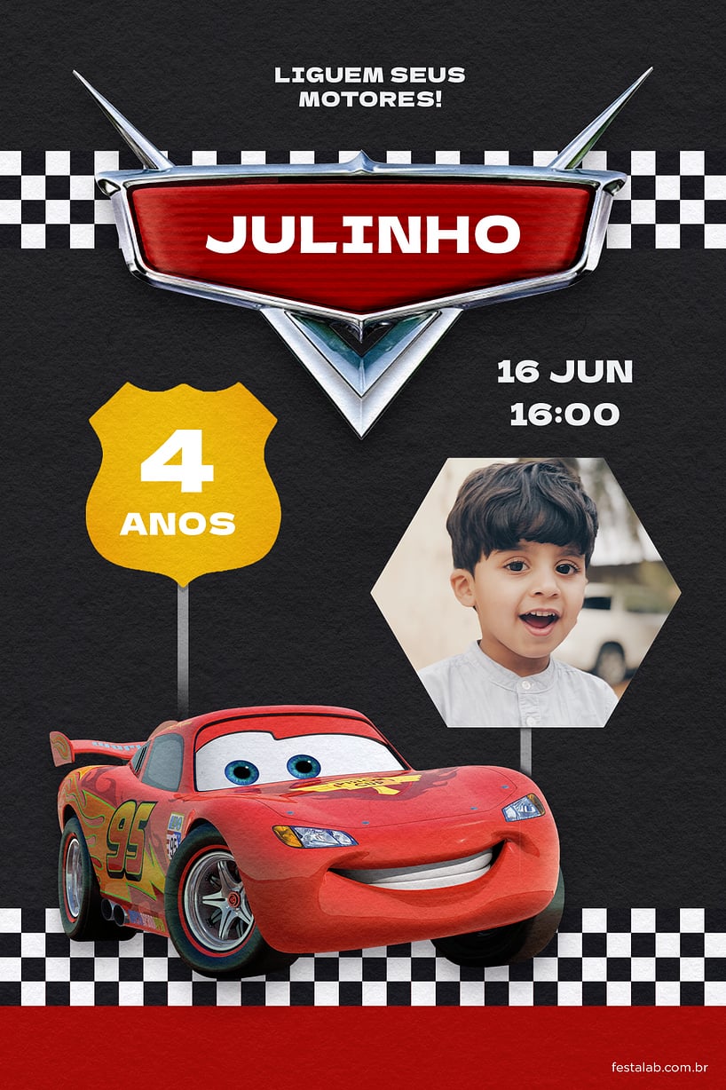 Modelo de Convite de Aniversario - Carros preto Criar convite de aniversário - Carros preto| FestaLab