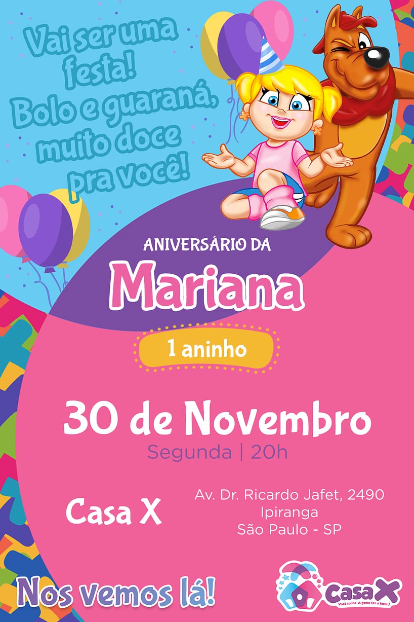 Modelo de Convite de Aniversario - Casa X Criar convite de aniversário - Casa X| FestaLab