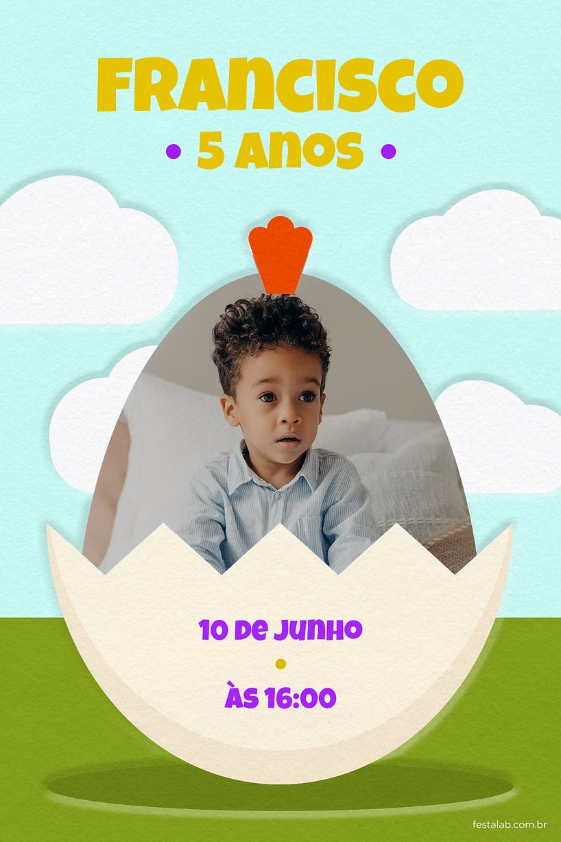 Modelo de Convite de Aniversario - Chocadinho Amarelinho Criar convite de aniversário - Chocadinho Amarelinho| FestaLab