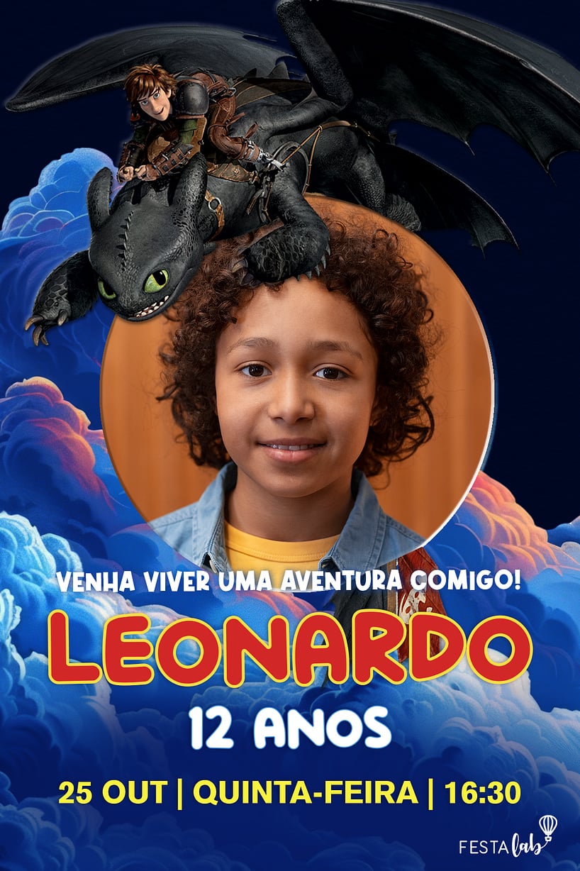 Modelo de Convite de Aniversario - Como Treinar o Seu Dragao Criar convite de aniversário - Como Treinar o Seu Dragão| FestaLab