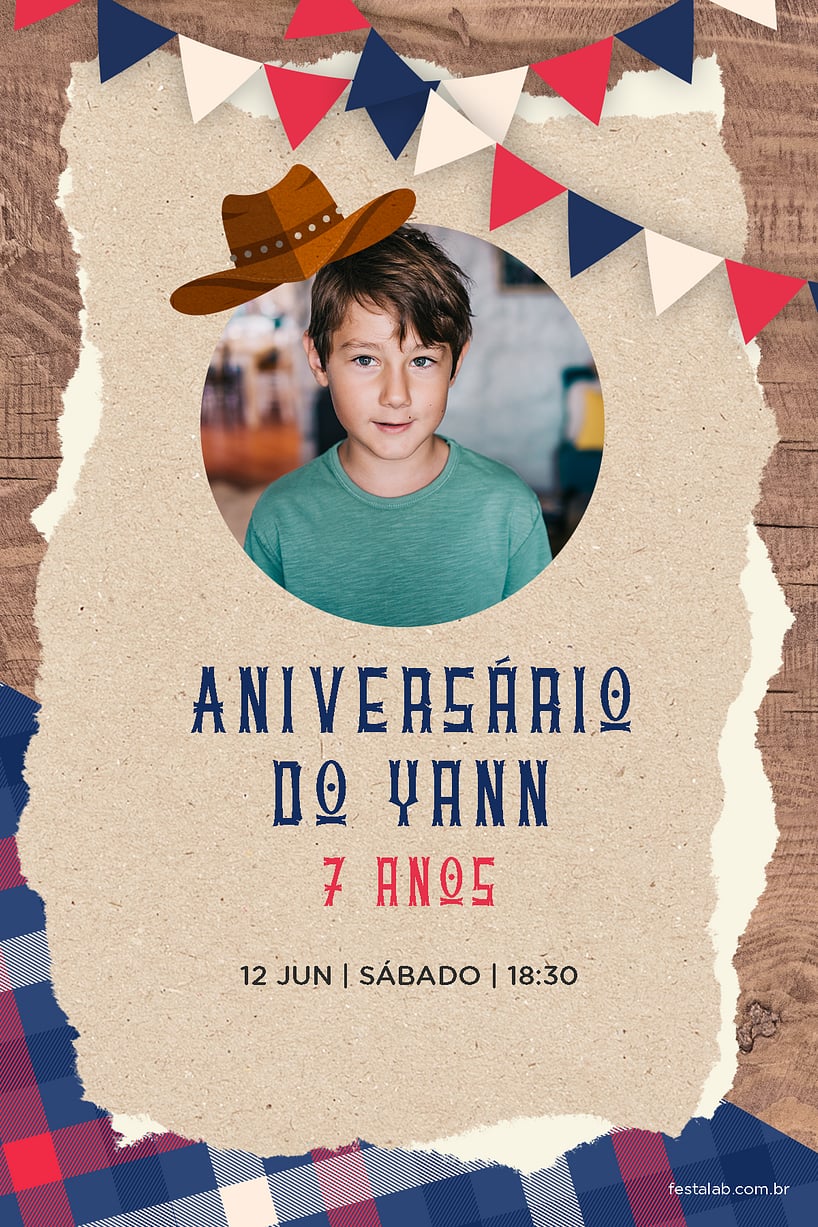 Modelo de Convite de Aniversario - Cowboy Criar convite de aniversário - Cowboy| FestaLab