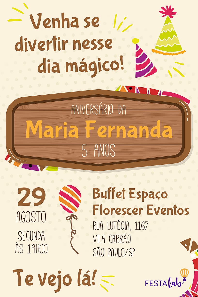 Modelo de Convite de Aniversario - Dia Magico Criar convite de aniversário - Dia Mágico| FestaLab
