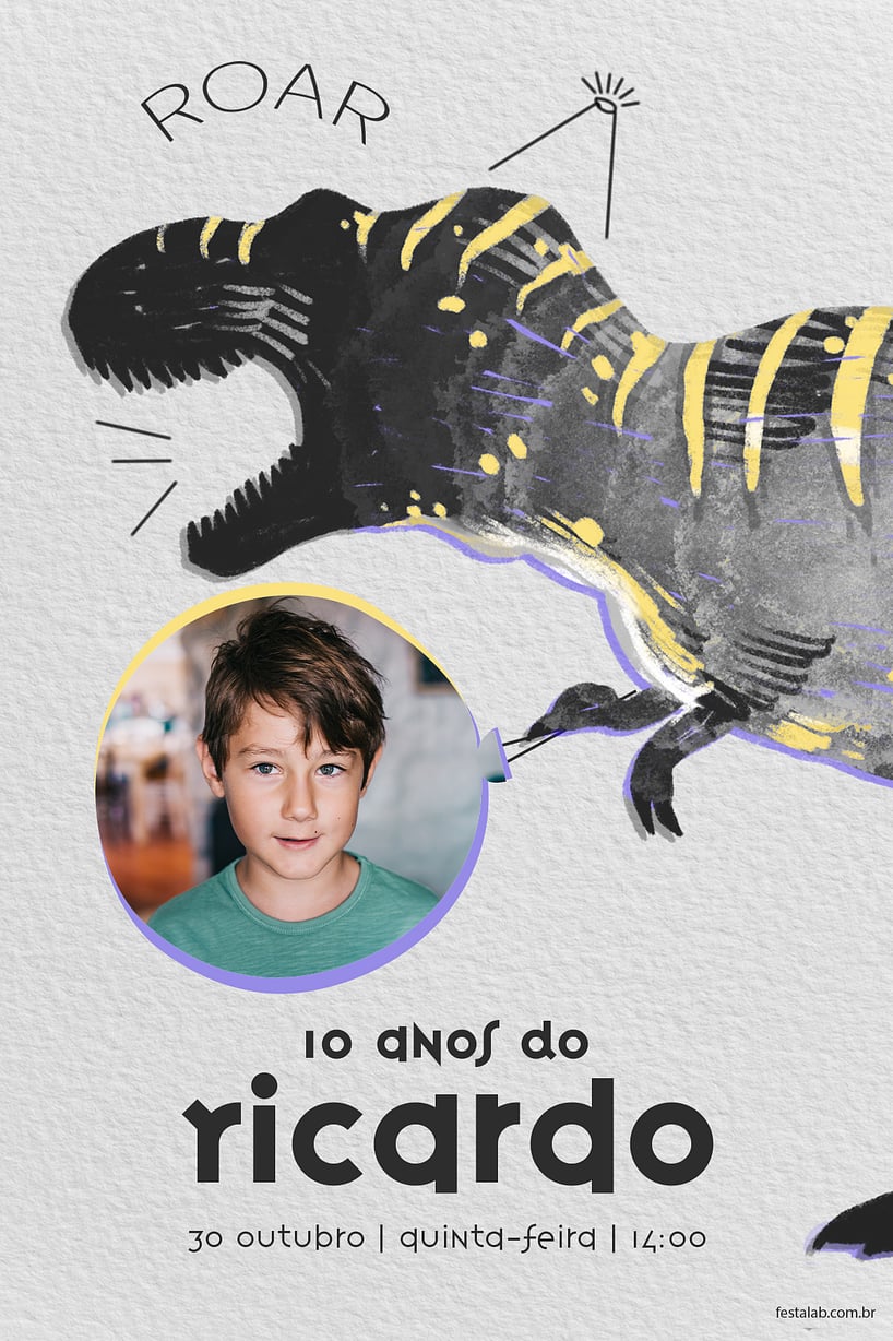 Modelo de Convite de Aniversario - Dino Teen Criar convite de aniversário - Dino Teen| FestaLab