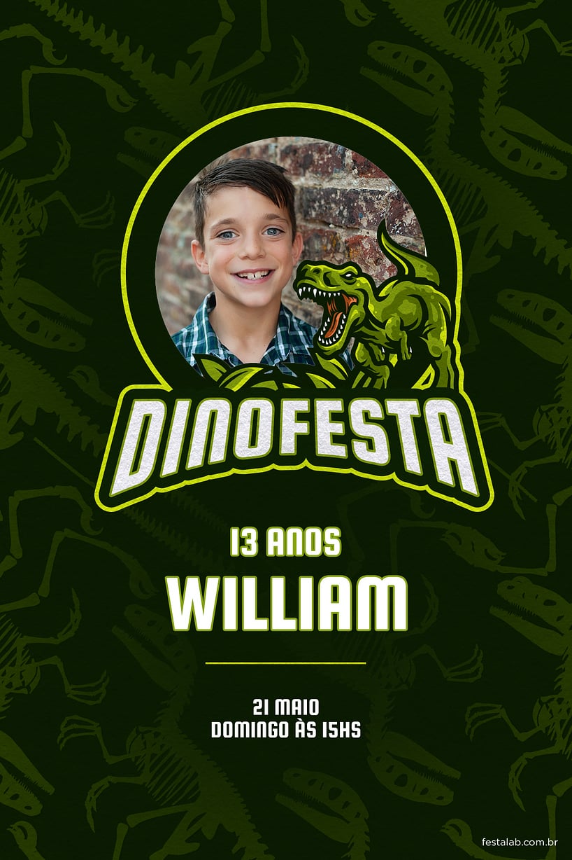 Modelo de Convite de Aniversario - Dinofesta Criar convite de aniversário - Dinofesta| FestaLab