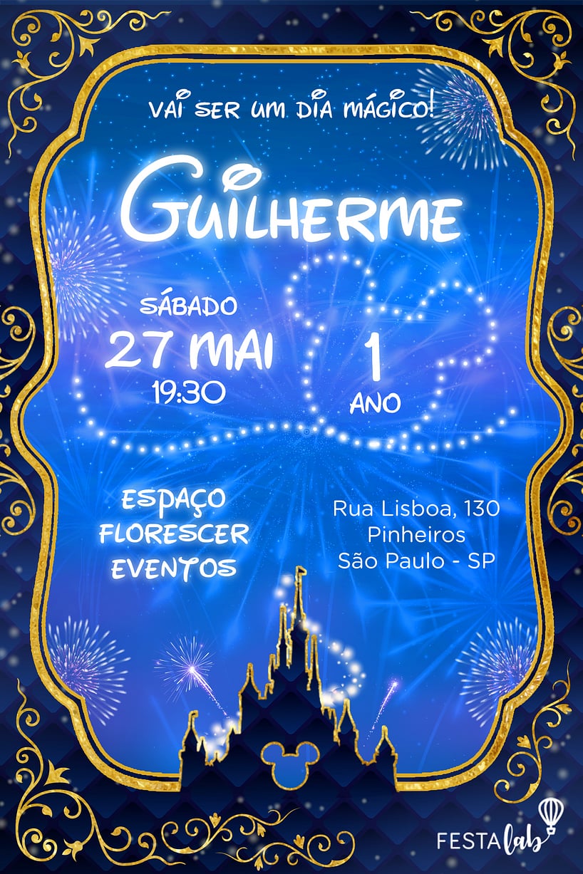 Modelo de Convite de Aniversario - Disney Criar convite de aniversário - Disney| FestaLab