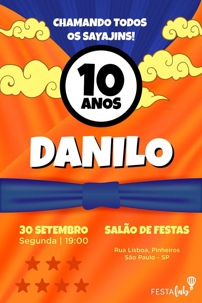 Modelo de Convite de Aniversario - Dragon Ball Z Criar convite de aniversário - Dragon Ball Z| FestaLab