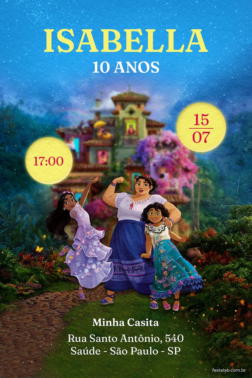Modelo de Convite de Aniversario - Encanto Criar convite de aniversário - Encanto| FestaLab