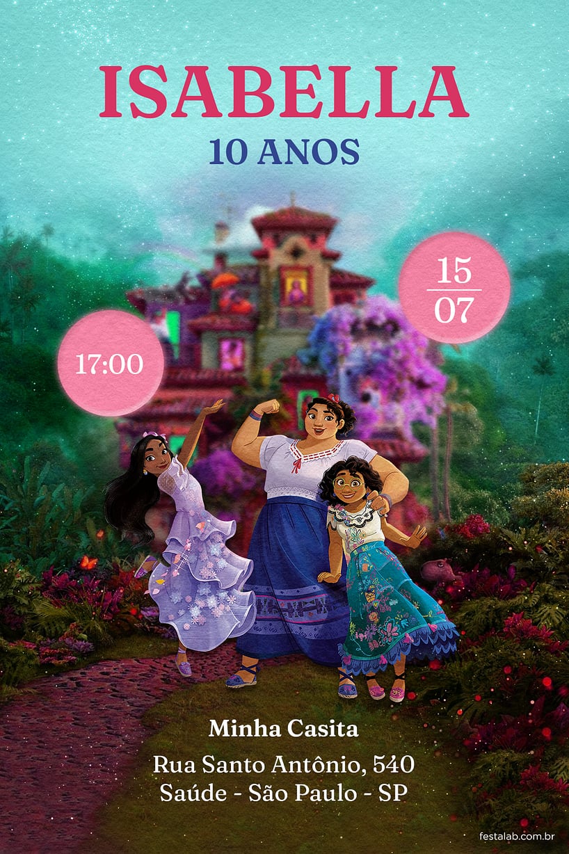 Modelo de Convite de Aniversario - Encanto Verde Criar convite de aniversário - Encanto Verde| FestaLab