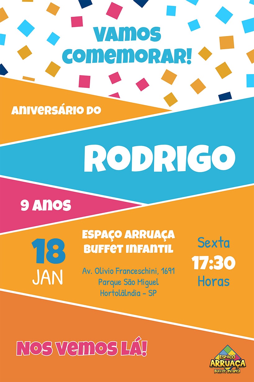 Modelo de Convite de Aniversario - Espaco Arruaca Criar convite de aniversário - Espaço Arruaça| FestaLab
