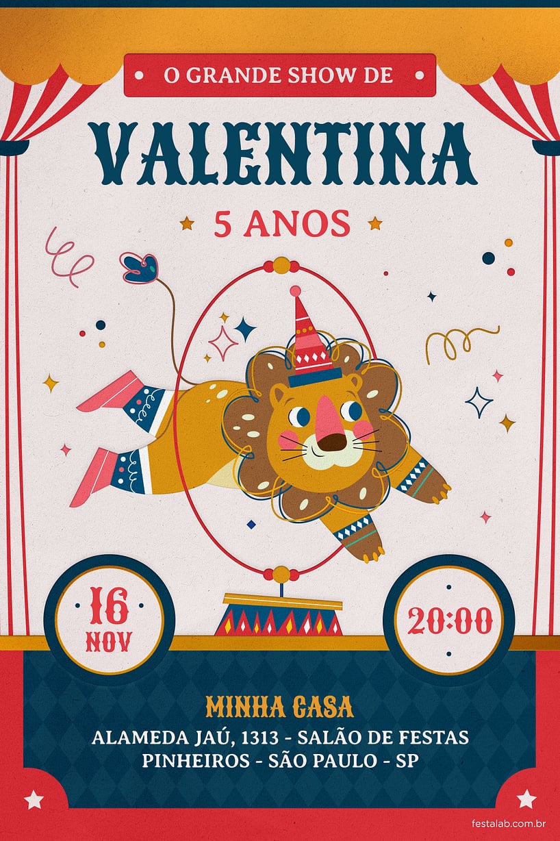 Modelo de Convite de Aniversario - Espetaculo Criar convite de aniversário - Espetáculo| FestaLab