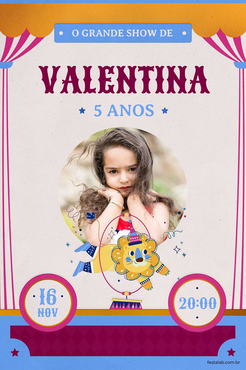 Modelo de Convite de Aniversario - Espetaculo azul Criar convite de aniversário - Espetáculo azul| FestaLab