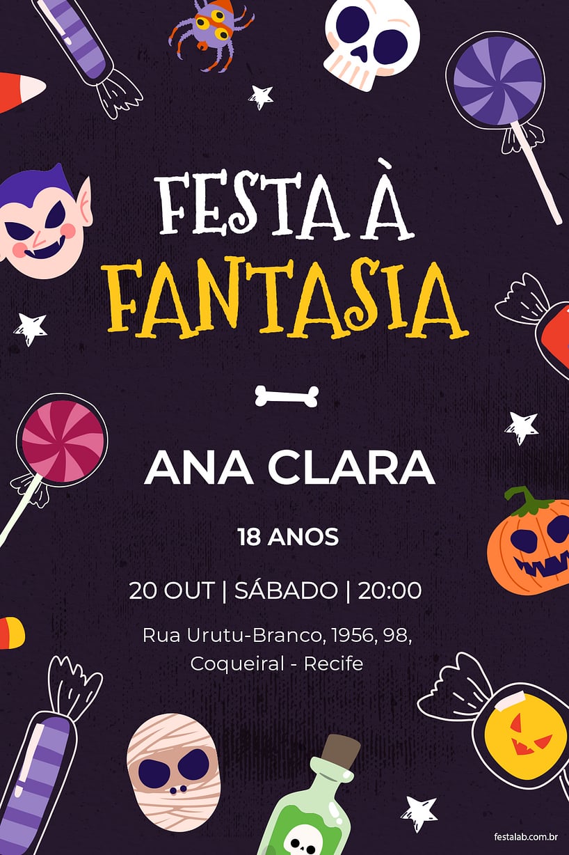 Modelo de Convite de Aniversario - Festa a fantasia Criar convite de aniversário - Festa à fantasia| FestaLab