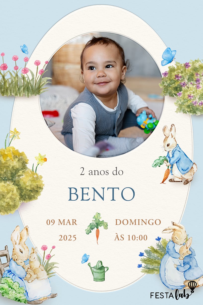 Modelo de Convite de Aniversario - Festa do Peter Rabbit Criar convite de aniversário - Festa do Peter Rabbit| FestaLab