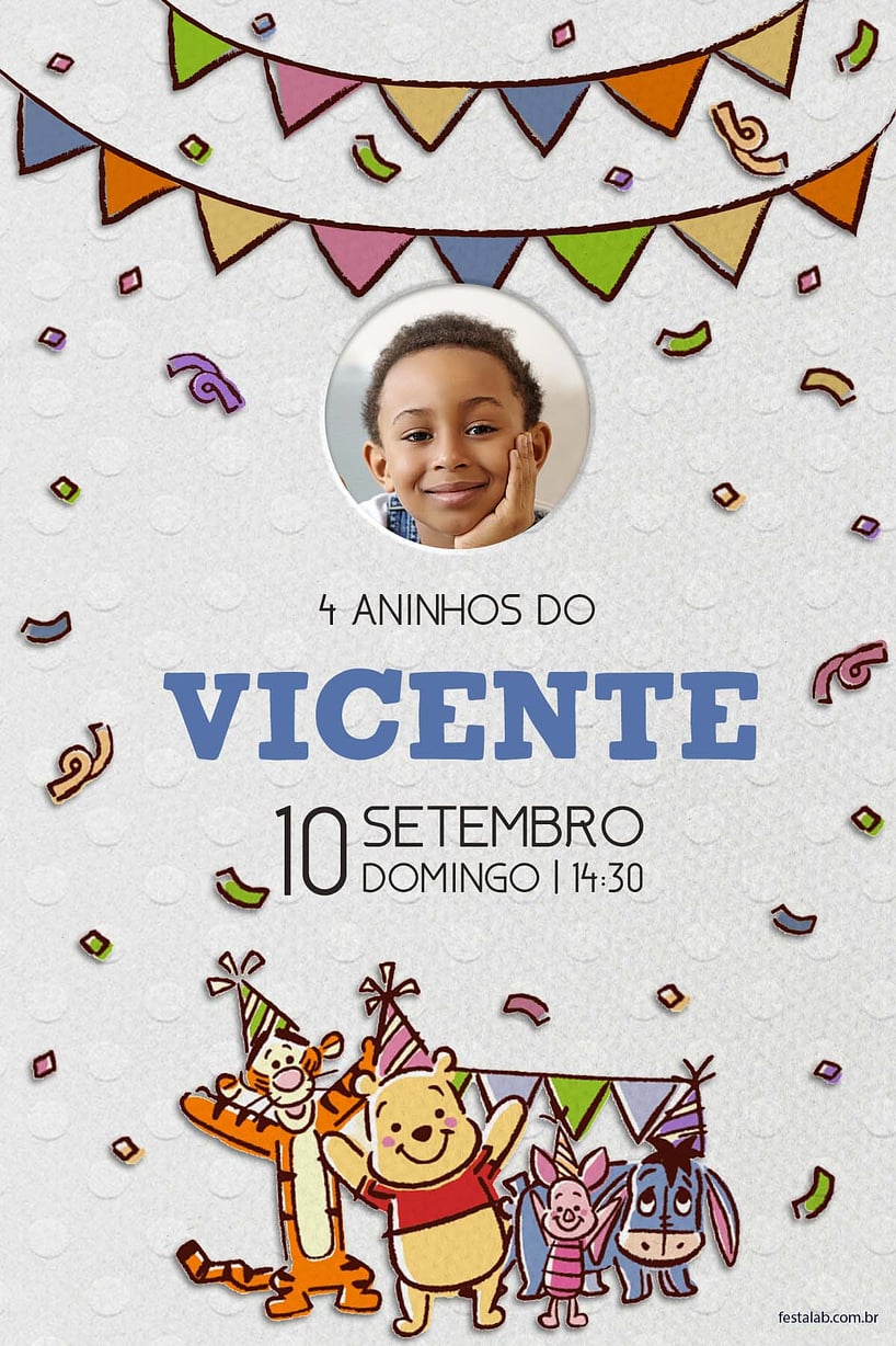 Modelo de Convite de Aniversario - Festa do Pooh Criar convite de aniversário - Festa do Pooh| FestaLab