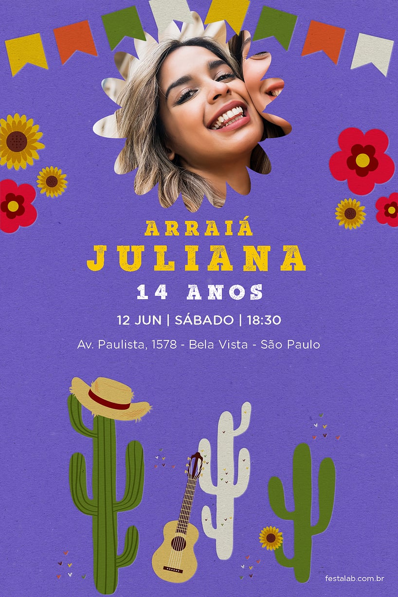 Modelo de Convite de Aniversario - Festa Junina Nordeste Criar convite de aniversário - Festa Junina Nordeste| FestaLab