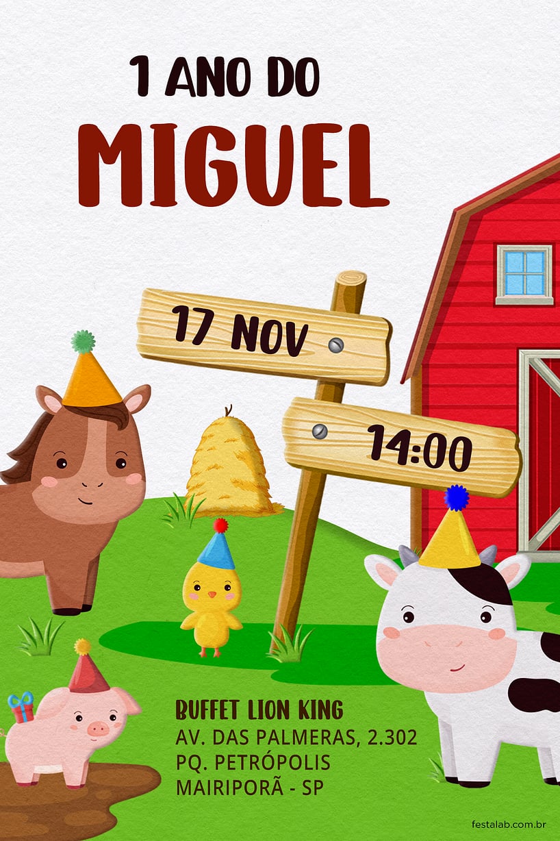 Modelo de Convite de Aniversario - Festa na Fazendinha Criar convite de aniversário - Festa na Fazendinha| FestaLab
