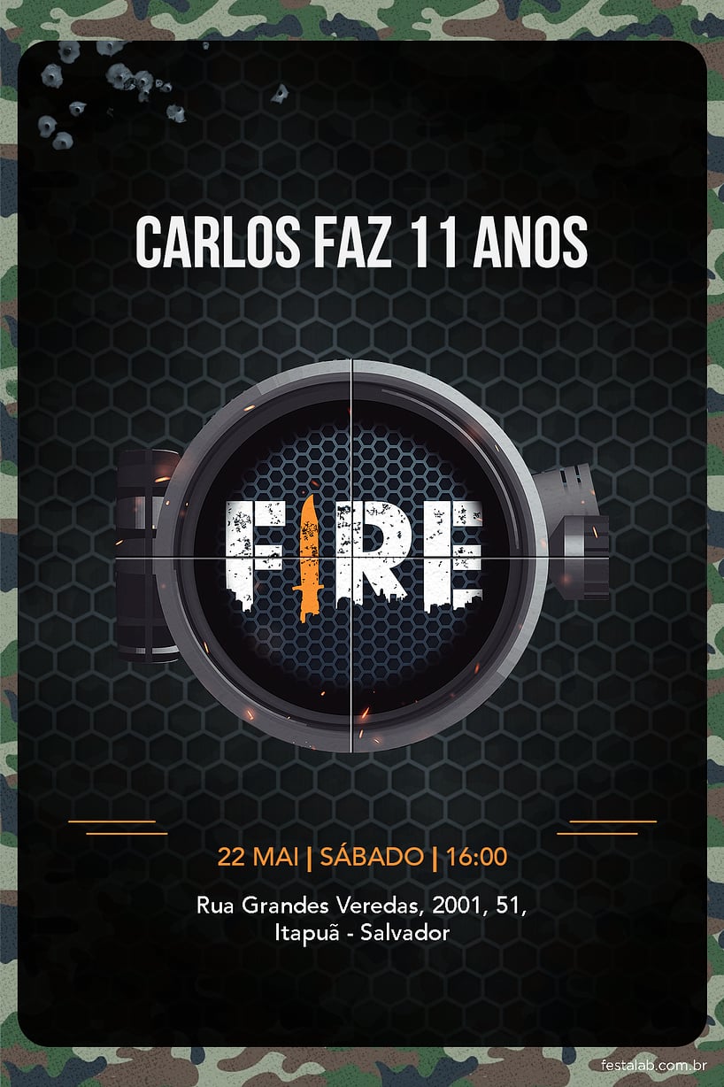 Modelo de Convite de Aniversario - Fire Criar convite de aniversário - Fire| FestaLab