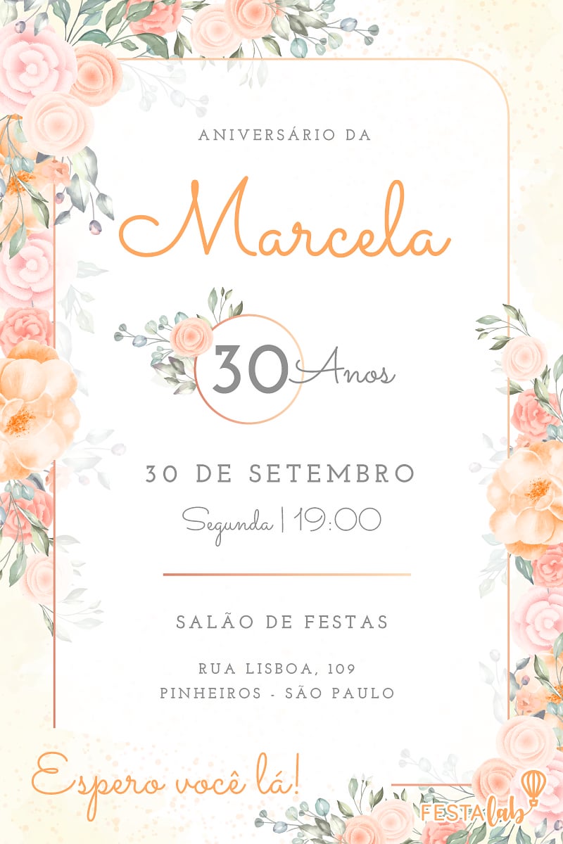Modelo de Convite de Aniversario - Caminho das Flores Criar convite de aniversário - Caminho das Flores| FestaLab