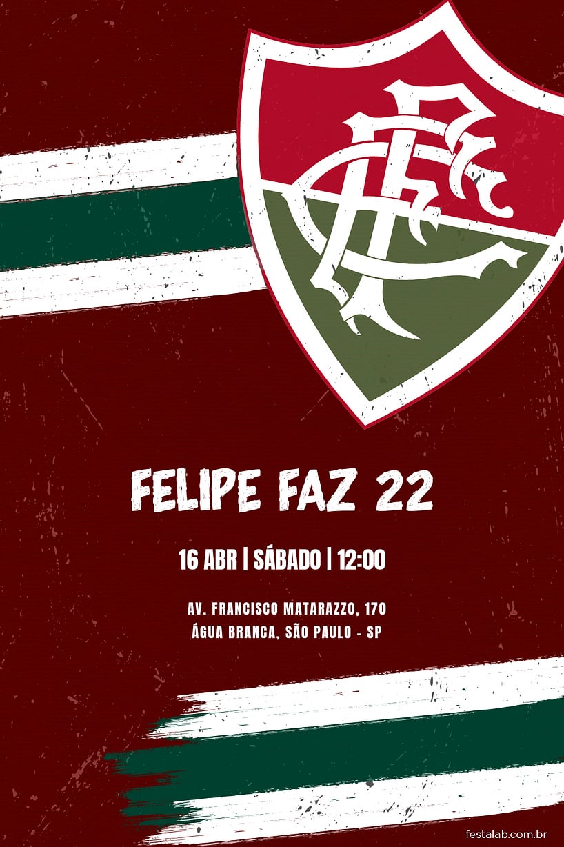 Modelo de Convite de Aniversario - Fluminense Criar convite de aniversário - Fluminense| FestaLab