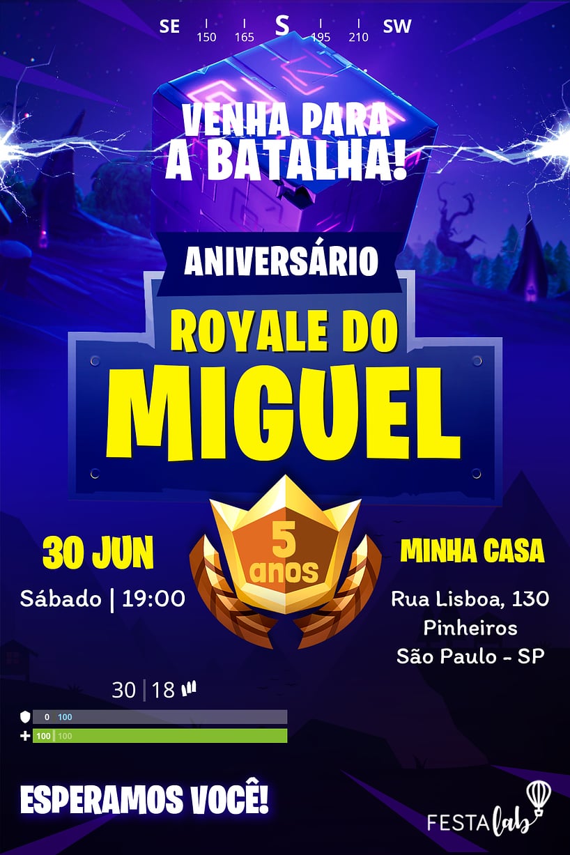 Modelo de Convite de Aniversario - Fortnite Criar convite de aniversário - Fortnite| FestaLab