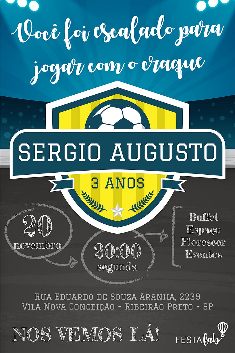 Modelo de Convite de Aniversario - Futebol Criar convite de aniversário - Futebol| FestaLab