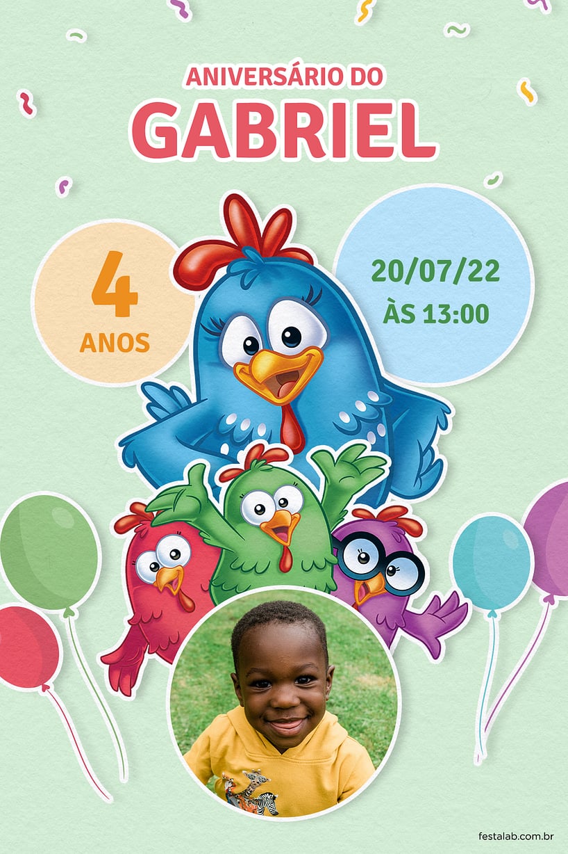 Modelo de Convite de Aniversario - Galinha Pintadinha verde Criar convite de aniversário - Galinha Pintadinha verde| FestaLab