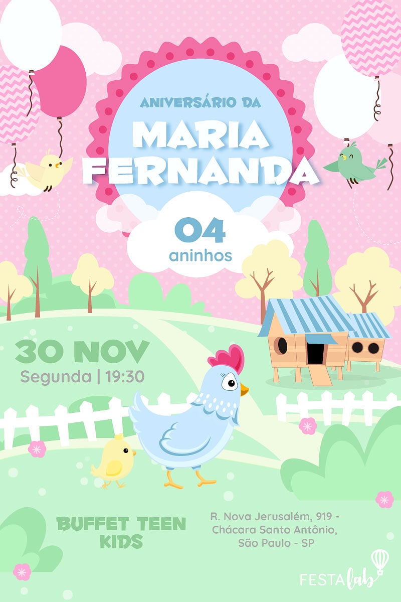 Modelo de Convite de Aniversario - Galinha Pintadinha Criar convite de aniversário - Galinha Pintadinha| FestaLab