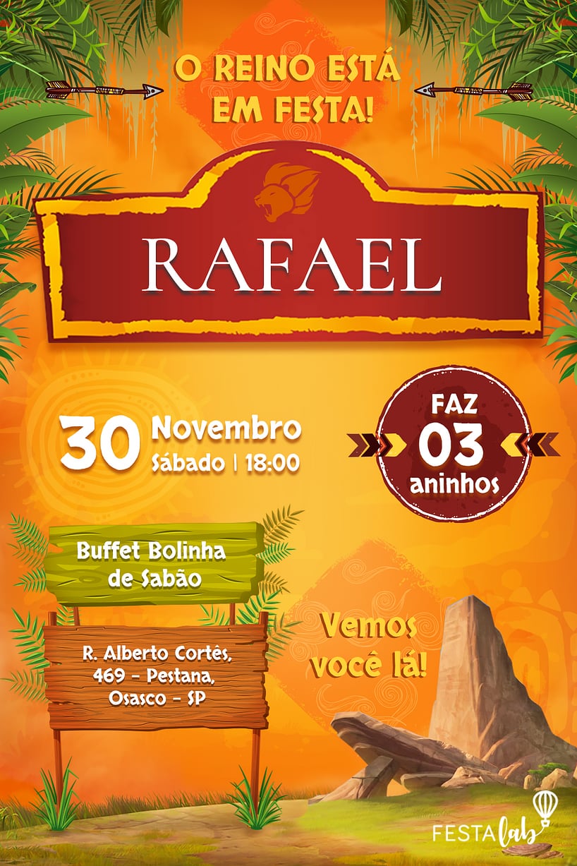 Modelo de Convite de Aniversario - Guarda do Leao Criar convite de aniversário - Guarda do Leão| FestaLab