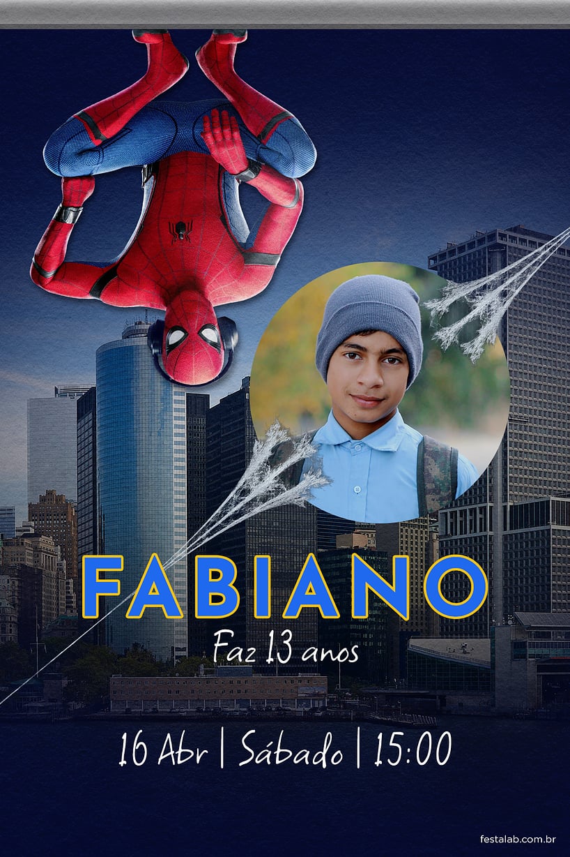 Modelo de Convite de Aniversario - Homem Aranha Azul Criar convite de aniversário - Homem Aranha Azul| FestaLab