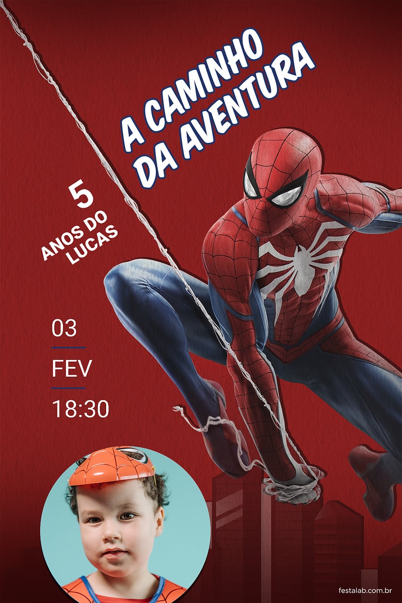 Modelo de Convite de Aniversario - Homem aranha em acao Criar convite de aniversário - Homem aranha em ação| FestaLab