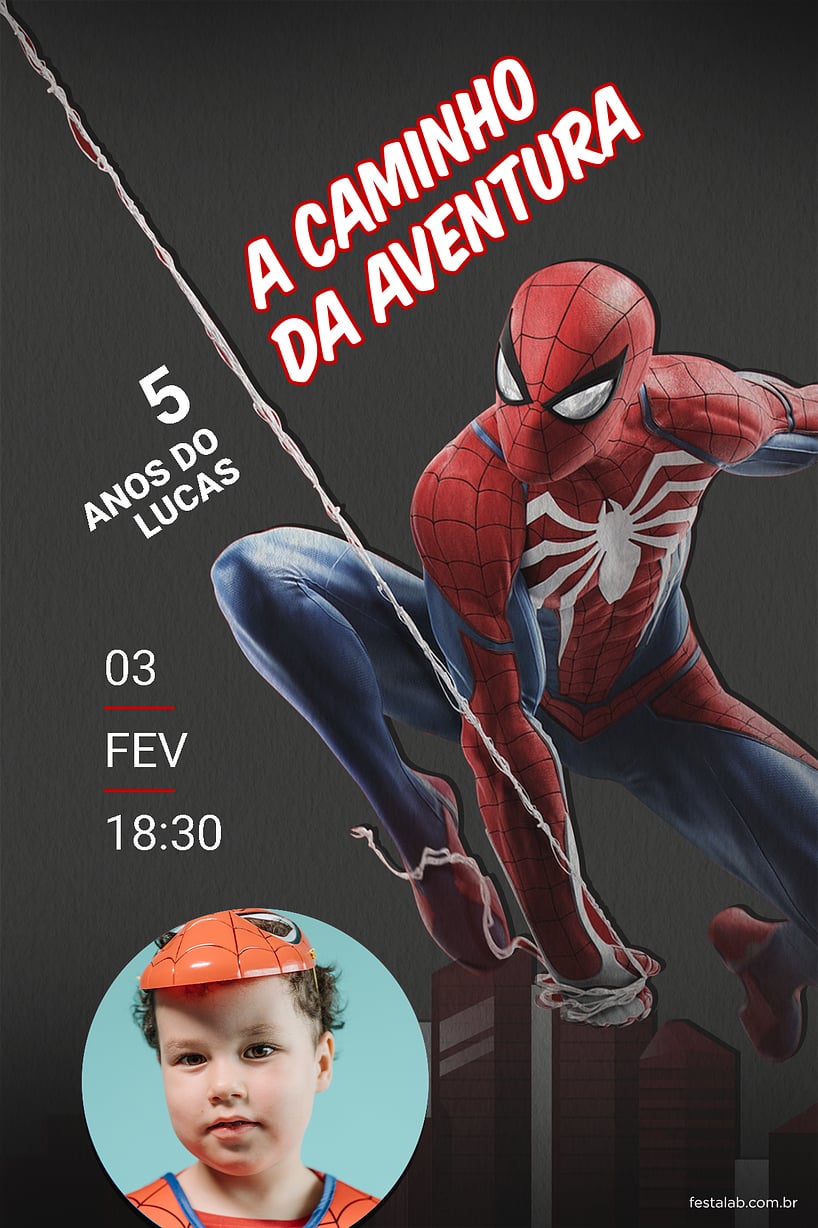 Modelo de Convite de Aniversario - Homem aranha em acao escuro Criar convite de aniversário - Homem aranha em ação escuro| FestaLab