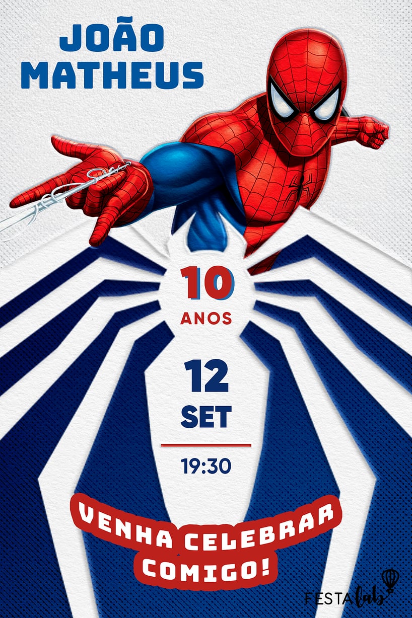 Modelo de Convite de Aniversario - Homem Aranha em Combate Criar convite de aniversário - Homem Aranha em Combate| FestaLab