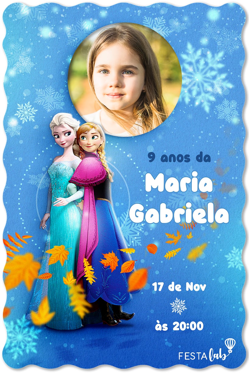 Modelo de Convite de Aniversario - Inverno da Frozen Criar convite de aniversário - Inverno da Frozen| FestaLab