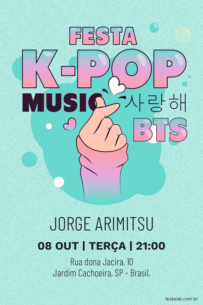 Modelo de Convite de Aniversario - Kpop Criar convite de aniversário - Kpop| FestaLab