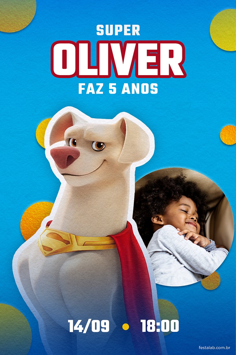 Modelo de Convite de Aniversario - Krypto! O Supercao Criar convite de aniversário - Krypto! O Supercão| FestaLab